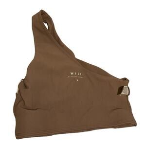 Wilo the Label Women One Shoulder Sports Bra Large Mauve Athletic Workout Bra